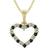 0.03ct Diamond Sapphire Heart Pendant In Gold - All Necklace