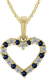 0.03ct Diamond Sapphire Heart Pendant In Gold - All Necklace