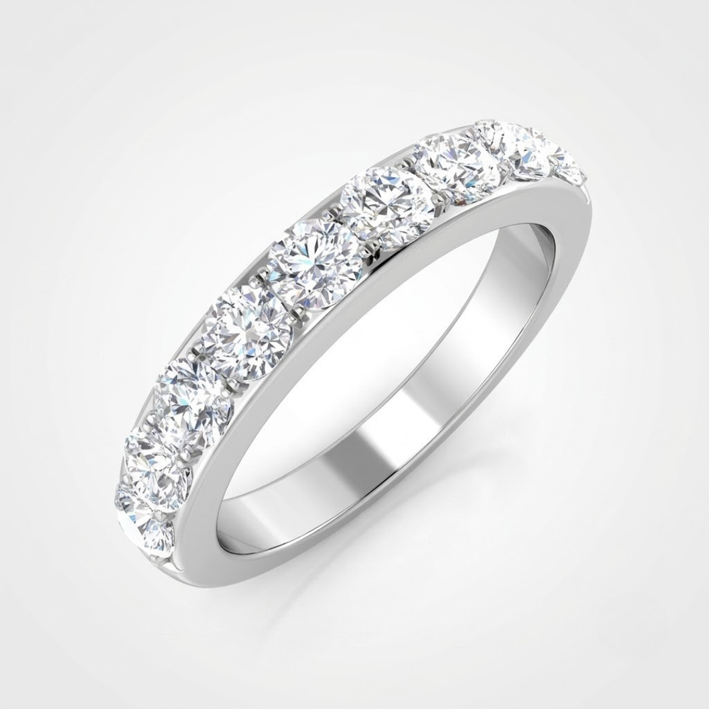 0.35 to 1.50Ct Lab Grown Round Cut Diamond Claw Set Half Eternity Ring White Gold