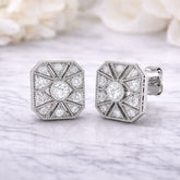 0.30Ct Geometric Vintage Diamond Stud Earrings – Lab & Natural