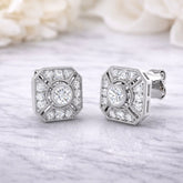 0.30Ct Vintage Art Deco Style Diamond Stud Earrings – Lab & Natural