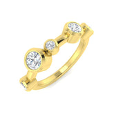 0.75 Carat Lab-Grown Round Cut Diamond Rubover Set Bubble Ring Yellow Gold