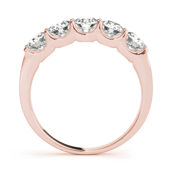 1.25Ct - 1.50Ct Lab-Grown Round Diamond Scalloped Open Gallery Shared Prong Setting 5-Stone Diamond Ring, DE Color VVS Clarity