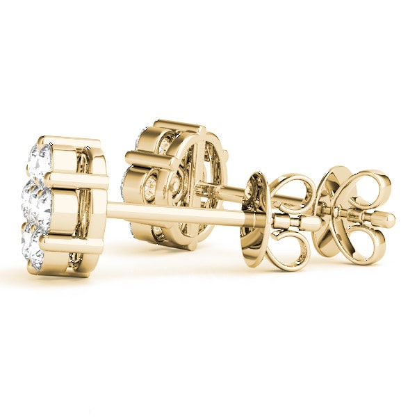 Natural Diamond Cluster Studs Earring In Yellow Gold