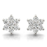 Boucles d'oreilles puces en or jaune serties de diamants de laboratoire en grappe de 0,20 ct
