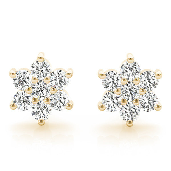 0.20Ct Lab Created Cluster Diamond Studs Earrings in Yellow Gold