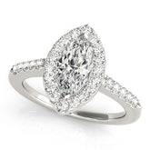1.00 Carat Natural Marquise Diamond Halo Engagement Ring