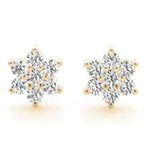 Ohrstecker mit 0,20 ct im Labor hergestellten Cluster-Diamanten in Gelbgold