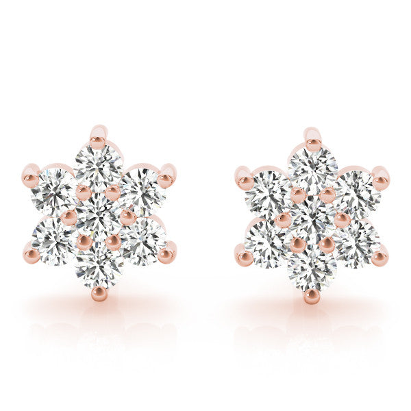 0.20Ct Lab Created Cluster Diamond Studs Earrings in Yellow Gold