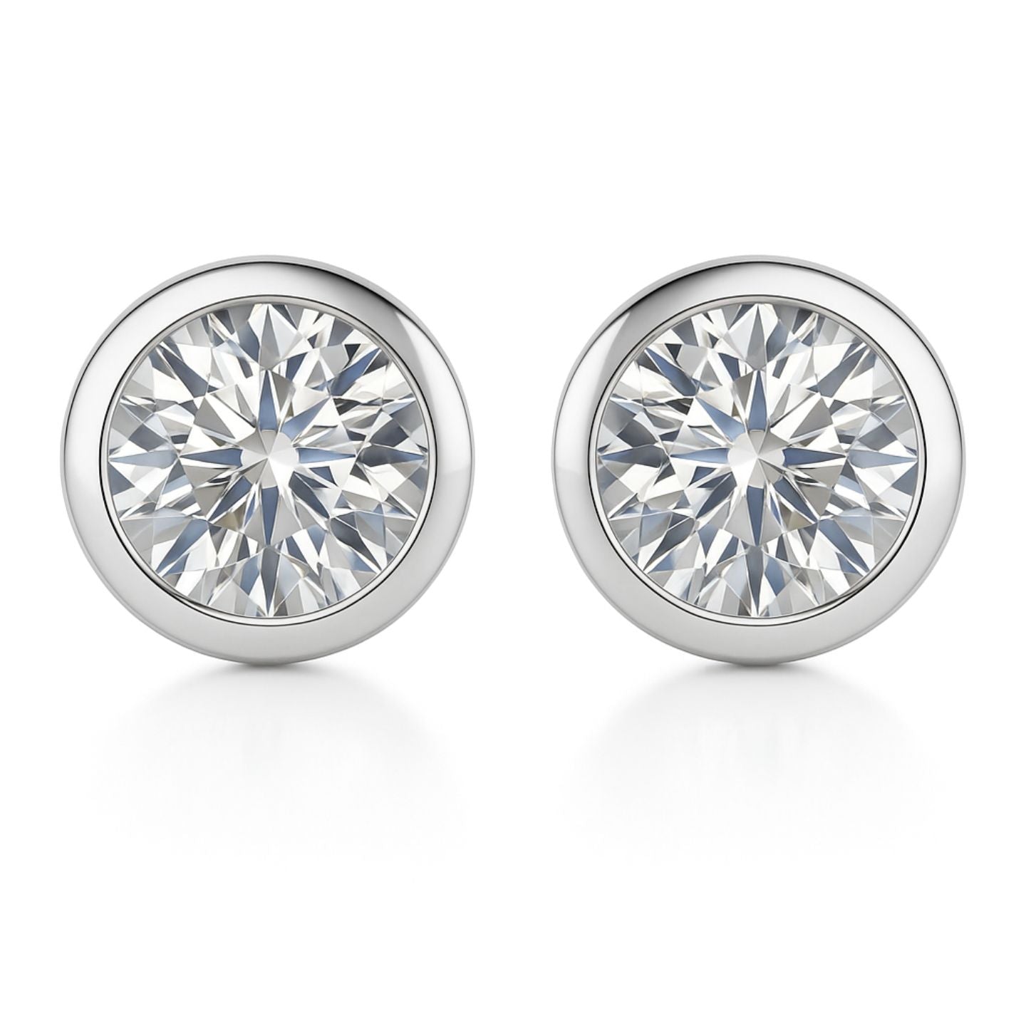 Lab Grown Diamond Bezel Set Solitaire Studs Earrings in White Gold