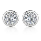 Lab Grown Diamond Bezel Set Solitaire Studs Earrings in White Gold