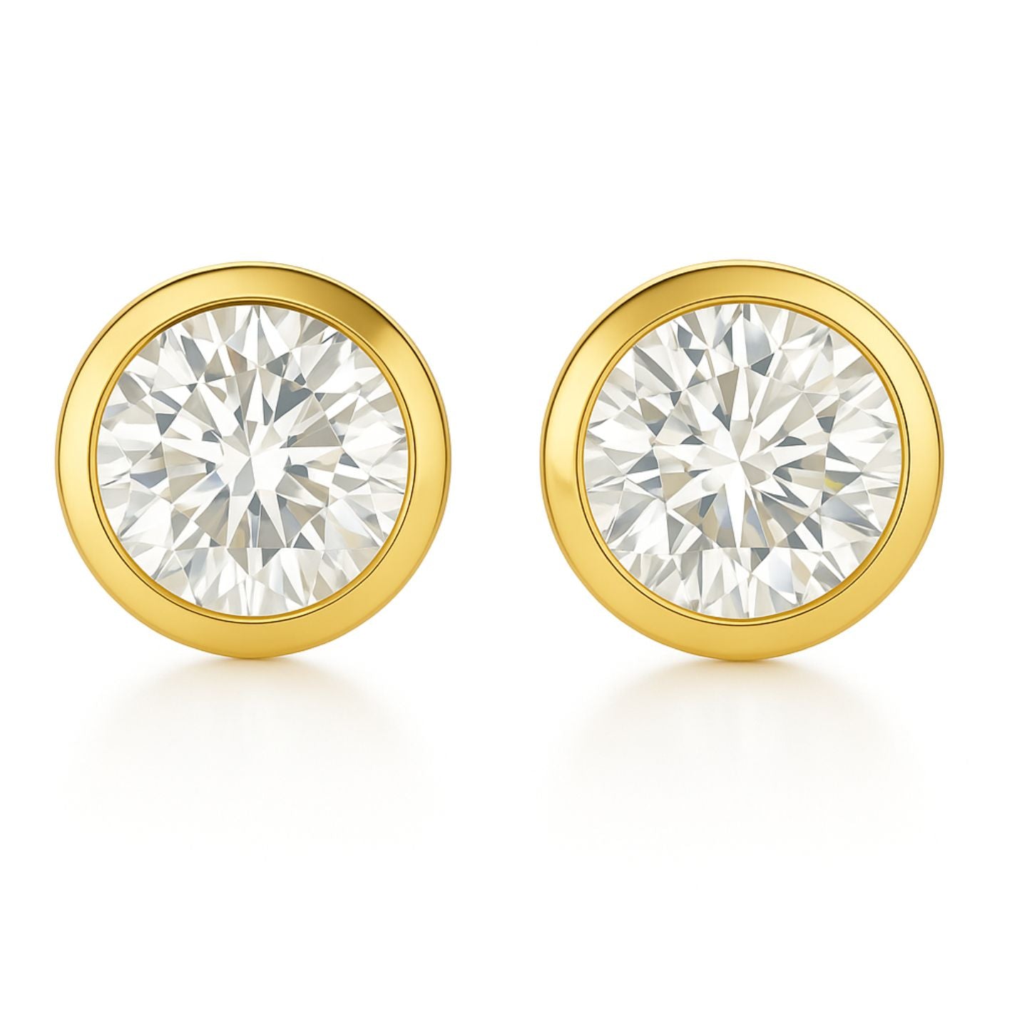 Lab Grown Diamond Bezel Set Solitaire Studs Earrings in White Gold