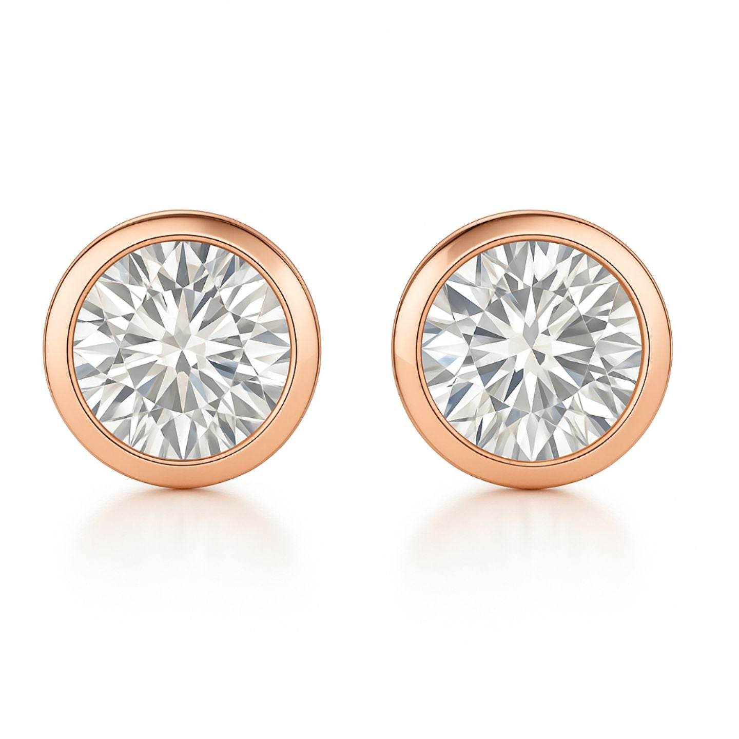 Lab Grown Diamond Bezel Set Solitaire Studs Earrings in White Gold