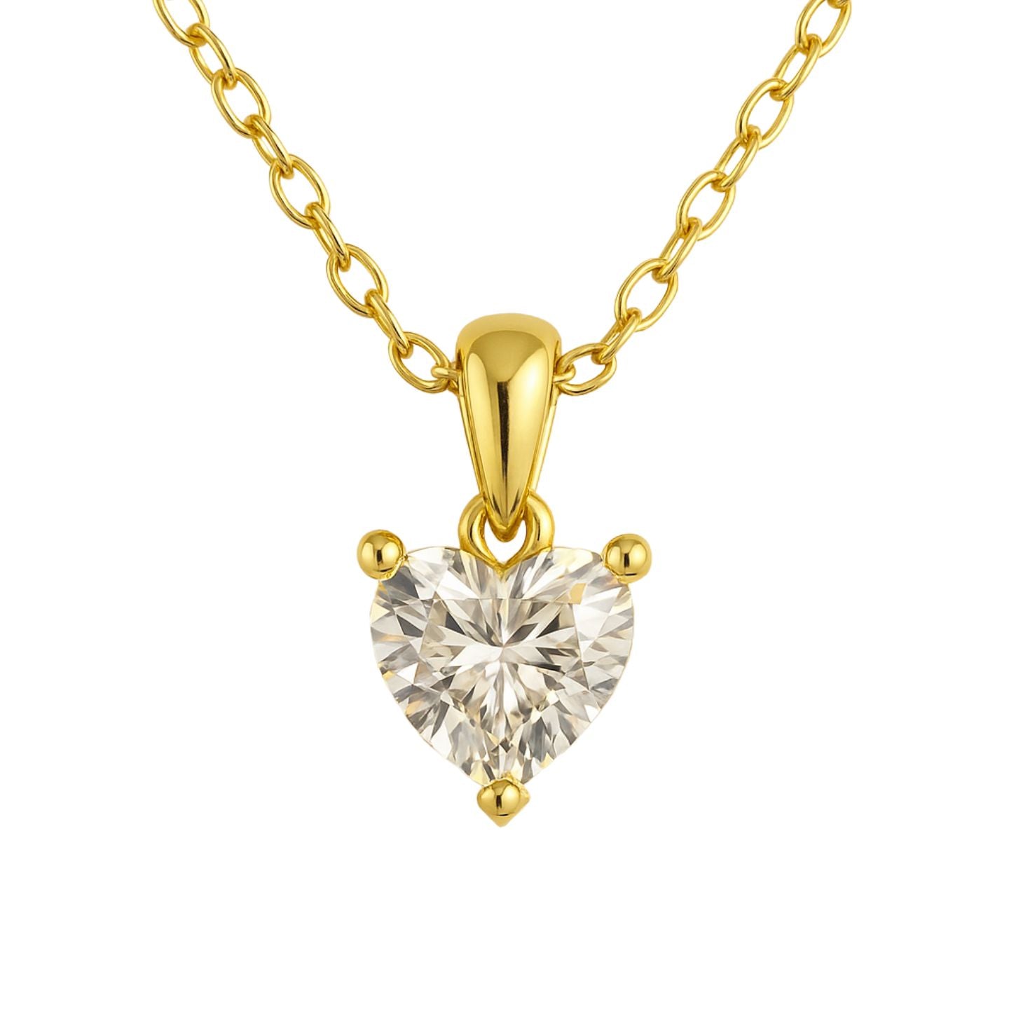 Natural Heart Cut Diamond Claw Set Solitaire Pendant in Gold