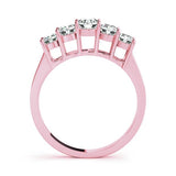 0.75Ct - 1.00Ct Lab-Grown Round Diamond Rectangular Basket Style Shared Prong Setting 5-Stone Diamond Ring, DE Color VVS Clarity