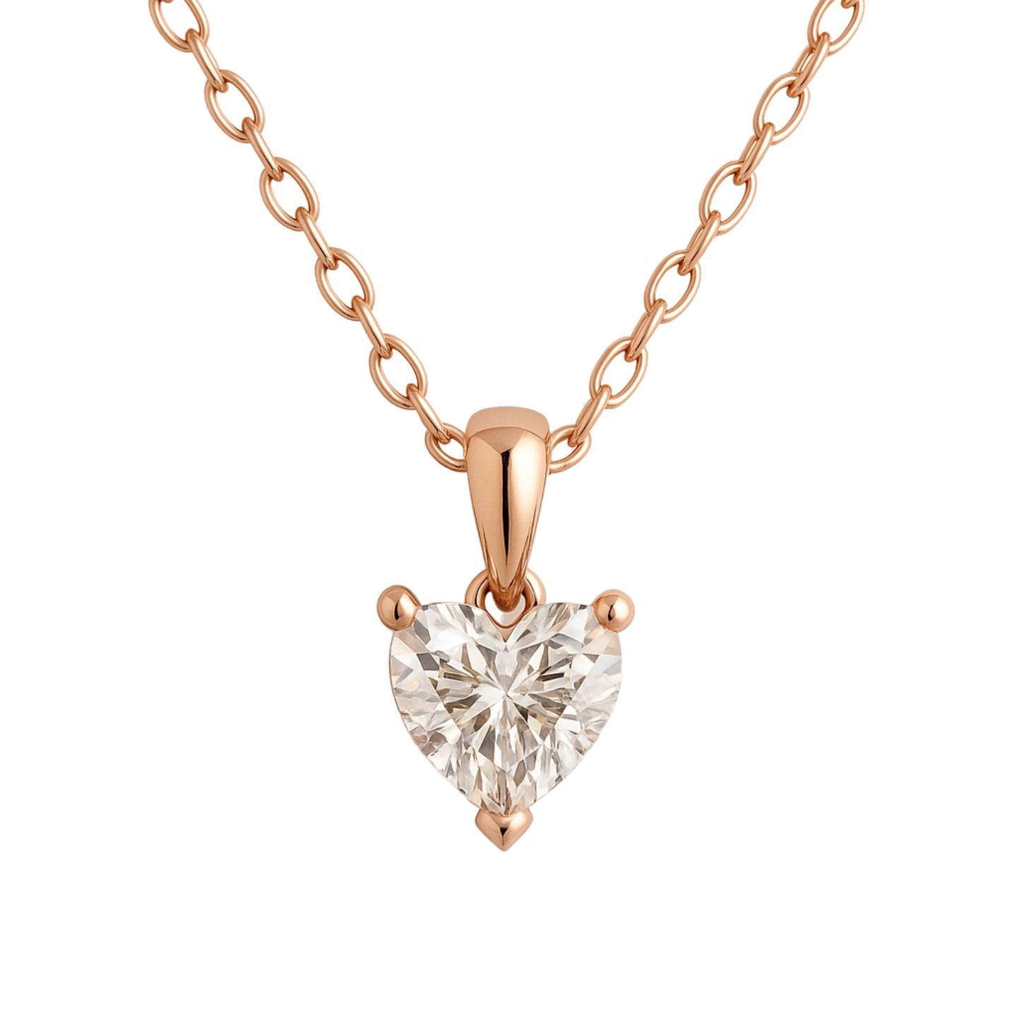 Natural Heart Cut Diamond Claw Set Solitaire Pendant in Gold