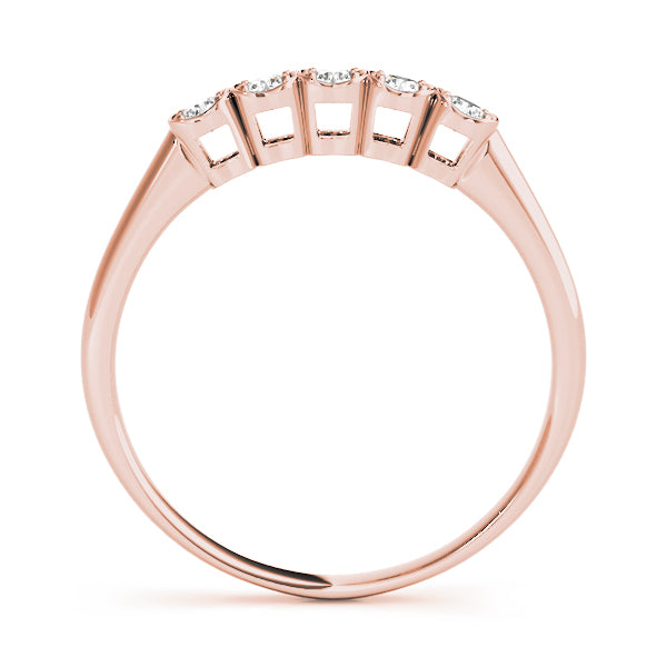 0.125ct Lab-Grown Round Diamond 5-Stone Square Shaped Halo Bezel Setting Diamond Ring, DE Color VVS Clarity