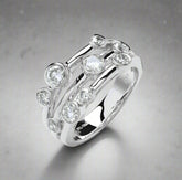 Natural Round Diamond Rain Drop Engagement Ring