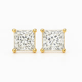 Boucles d'oreilles puces en diamant de laboratoire taille princesse serti en V
