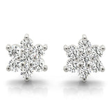 0.20Ct Lab Grown Diamond Flower Studs Earring In Gold