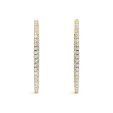 Gold hoop earrings with diamond accents on a white background