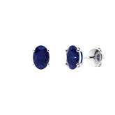 0.80 Carat Oval Blue Sapphire Stud Earring