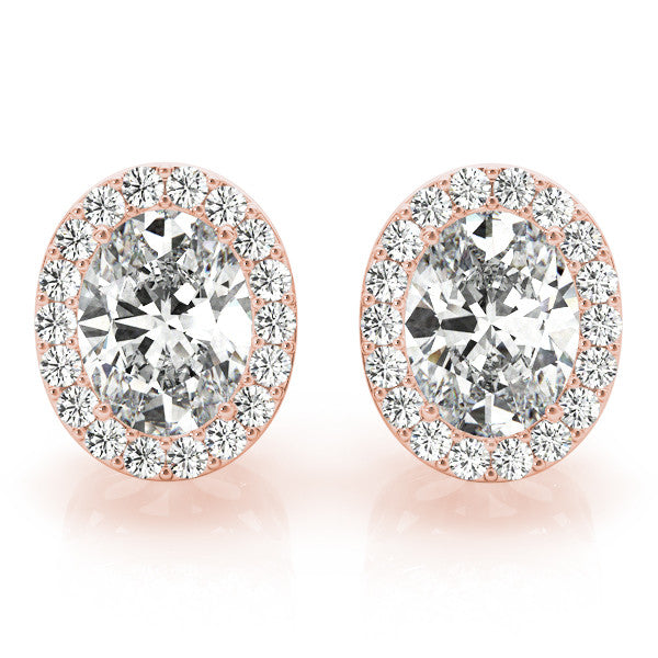 Stud Earrings with Lab Grown Round Diamond Halo