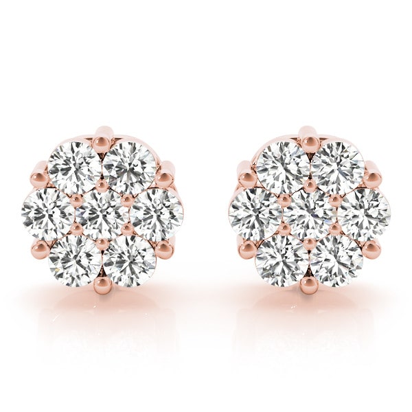 Natural Diamond Cluster Studs Earring In Yellow Gold
