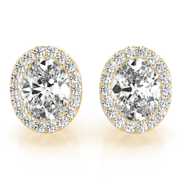Stud Earrings with Lab Grown Round Diamond Halo