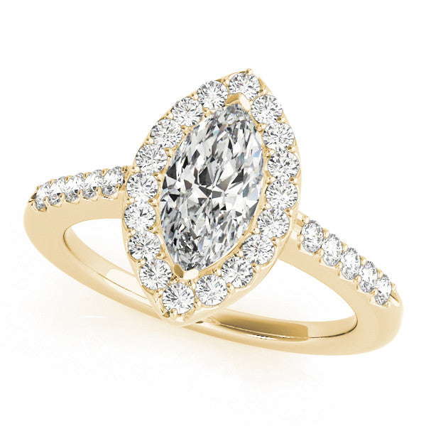 1.00 Carat Natural Marquise Diamond Halo Engagement Ring