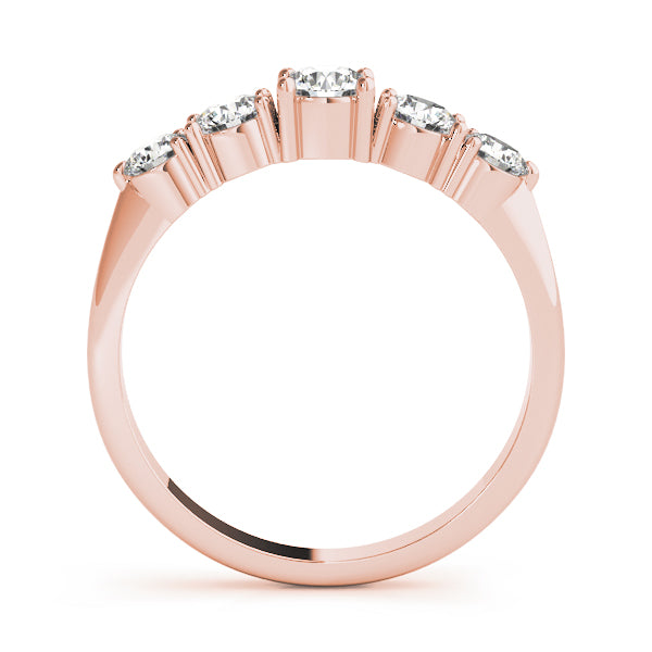 0.75ct Lab-Grown Round Diamond 5-Stone Deep U-basket Graduated Shared Prong Setting Diamond Ring, DE Color VVS Clarity