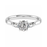 0.50 Carat Lab Grown Oval Diamond 3 Stone Engagement Ring