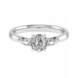 Bague de fiançailles à trois pierres avec diamant ovale de laboratoire de 0,50 carat