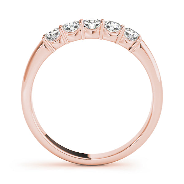 0.50ct Lab-Grown Round Diamond 5-Stone Shallow Scalloped Shared Prong Setting Diamond Ring, DE Color VVS Clarity