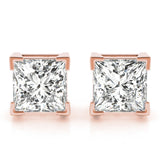 Stud Earrings with Lab Grown Princess Cut Diamond