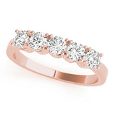 0.75Ct - 1.00Ct Lab-Grown Round Diamond U-cut Scalloped Shared Prong Setting 5-Stone Diamond Ring, DE Color VVS Clarity