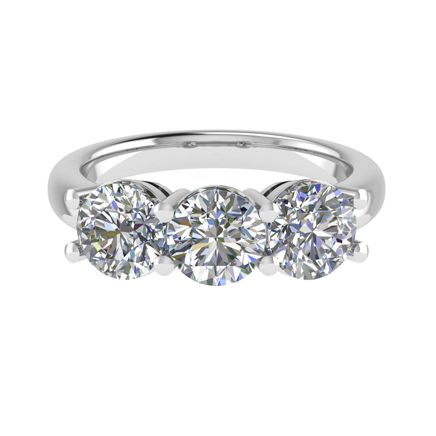 Natural Round Diamond 3 Stone Engagement Ring