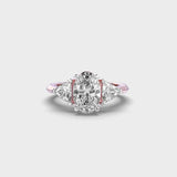 1.50 Carat Lab Grown Oval and Trillion Diamond Vintage Engagement Ring