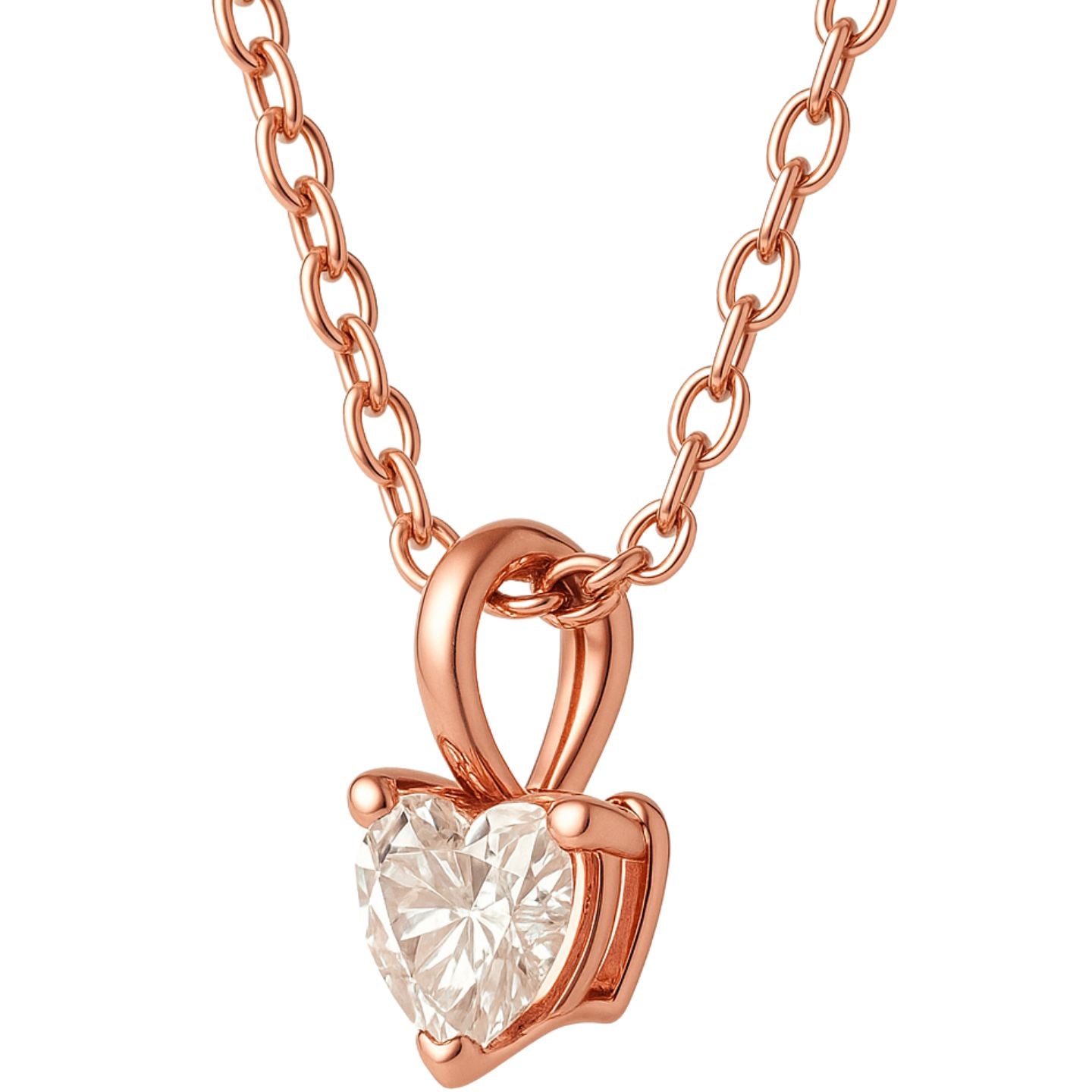 Natural Heart Cut Diamond Claw Set Solitaire Pendant in Gold