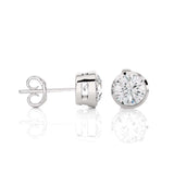 Boucles d'oreilles solitaires en or blanc serties de diamants de laboratoire