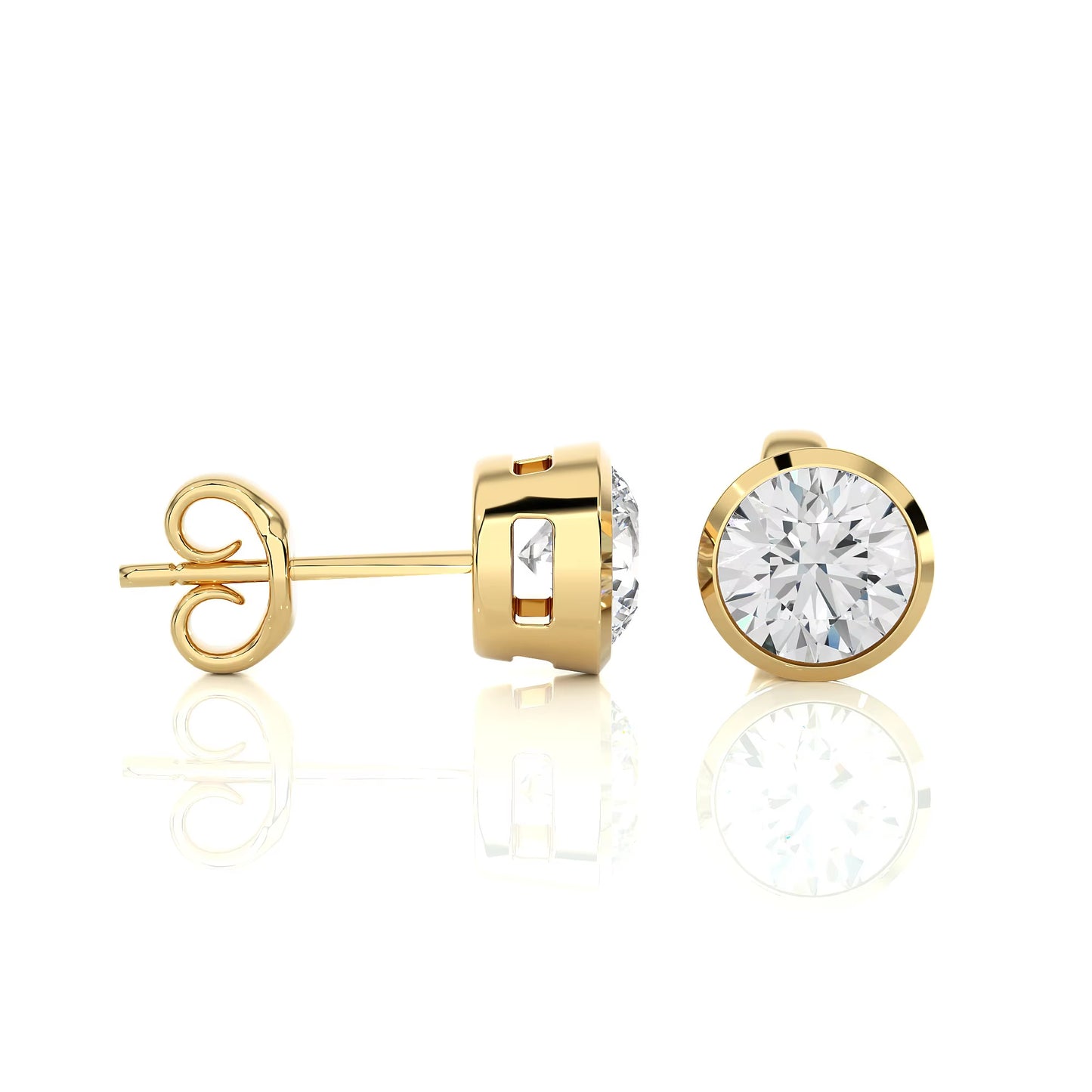 Lab Grown Diamond Bezel Set Solitaire Studs Earrings in White Gold