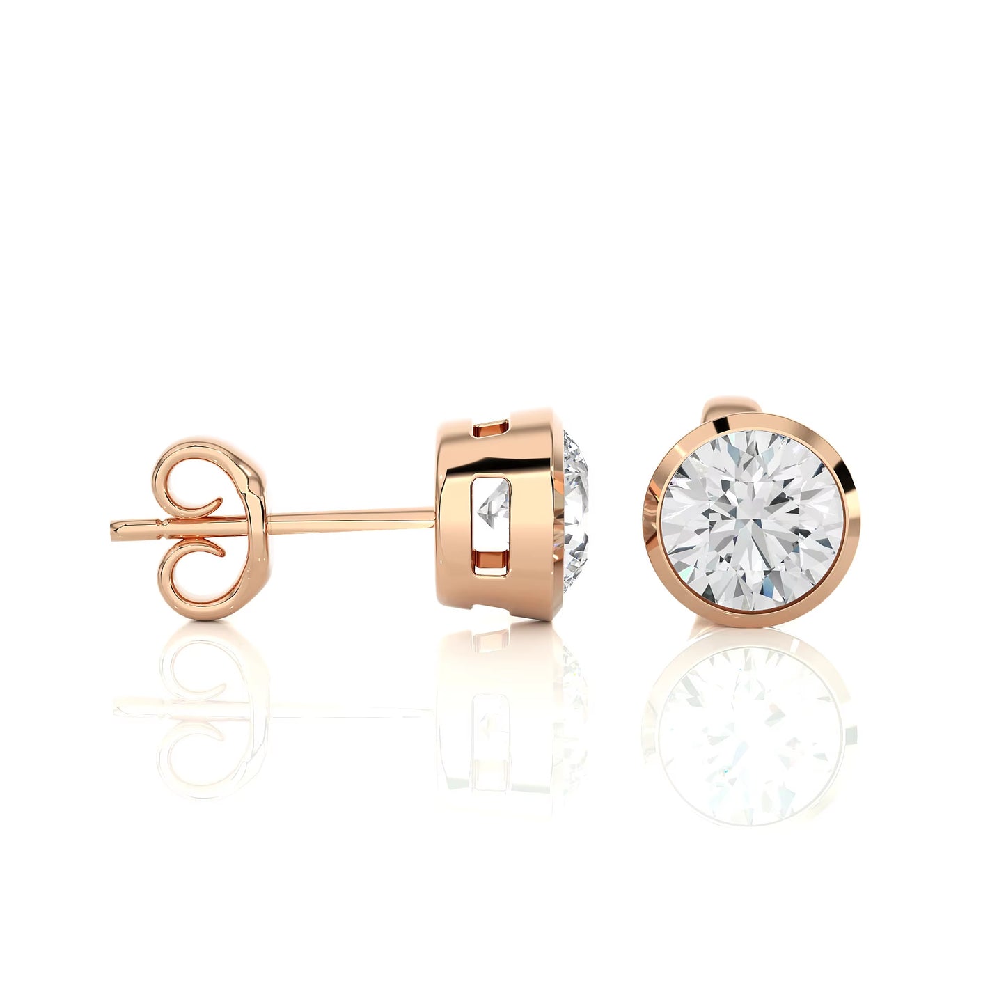 Lab Grown Diamond Bezel Set Solitaire Studs Earrings in White Gold