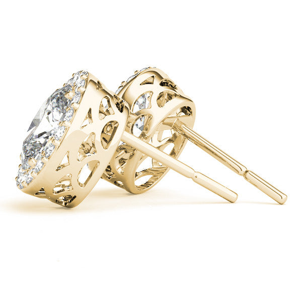 Stud Earrings with Lab Grown Round Diamond Halo