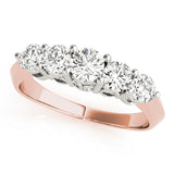 0.5Ct - 1.50Ct Round Lab-Grown Diamond Basket Style Shared Prong Setting 5-Stone Diamond Ring, DE Color VVS Clarity