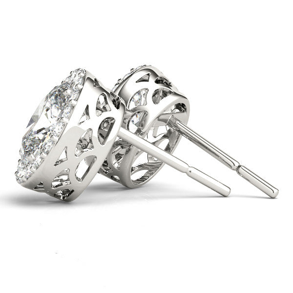Stud Earrings with Lab Grown Round Diamond Halo