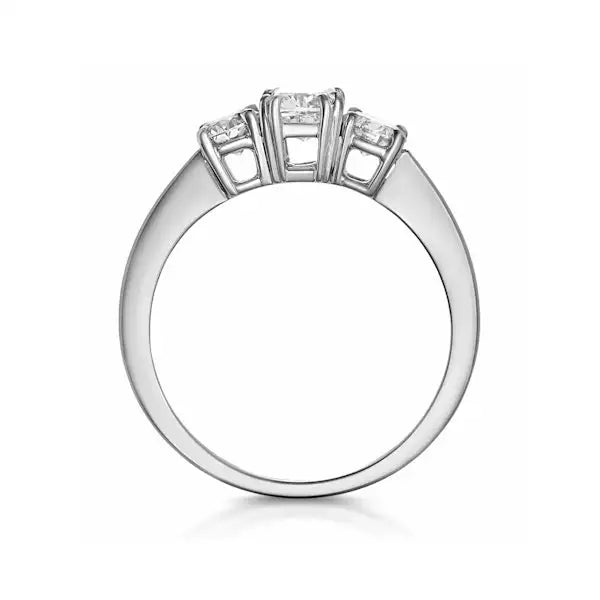 Lab Grown Cushion Cut Diamond 3 Stone Engagement Ring in 18k White Gold
