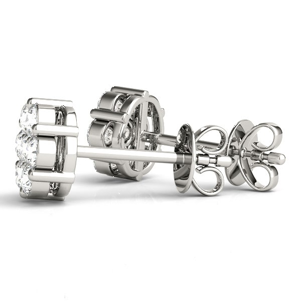 Natural Diamond Cluster Studs Earring In Yellow Gold