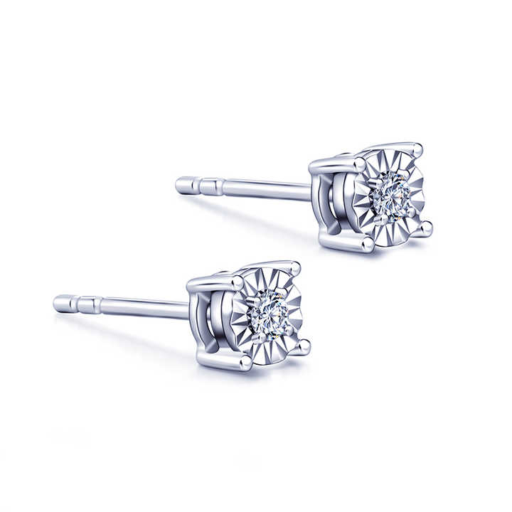 Stud Earrings with Lab Grown Round Diamond Illusion