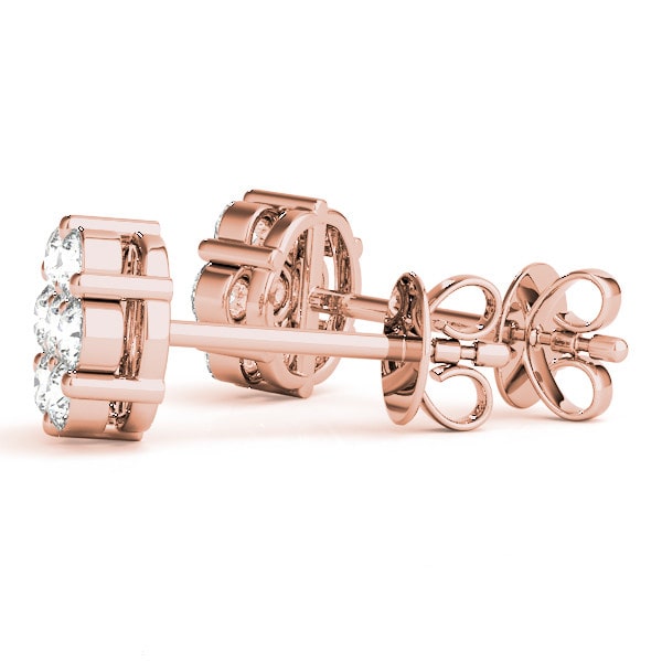 Natural Diamond Cluster Studs Earring In Yellow Gold