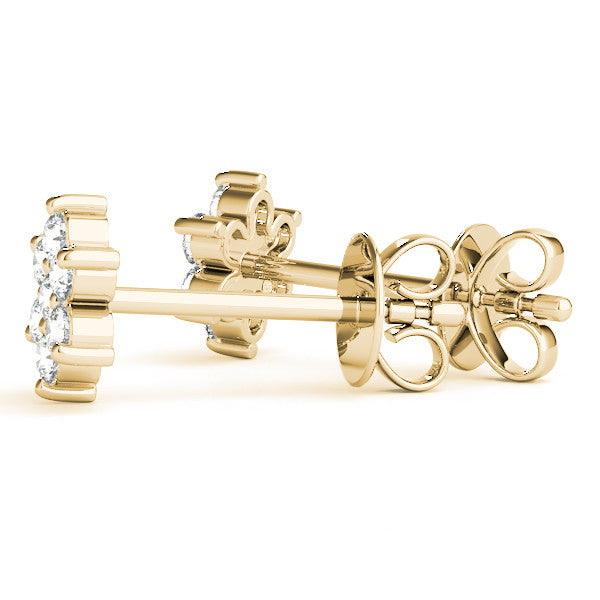 0.20Ct Lab Created Cluster Diamond Studs Earrings in Yellow Gold